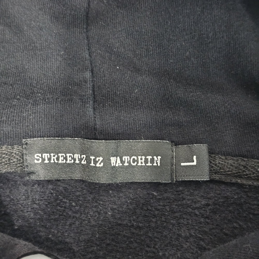 Streetz Iz Watchin Men's L Hoodie Sweatshirt Black MAKING BREAD DAILY Pockets - Picture 4 of 10